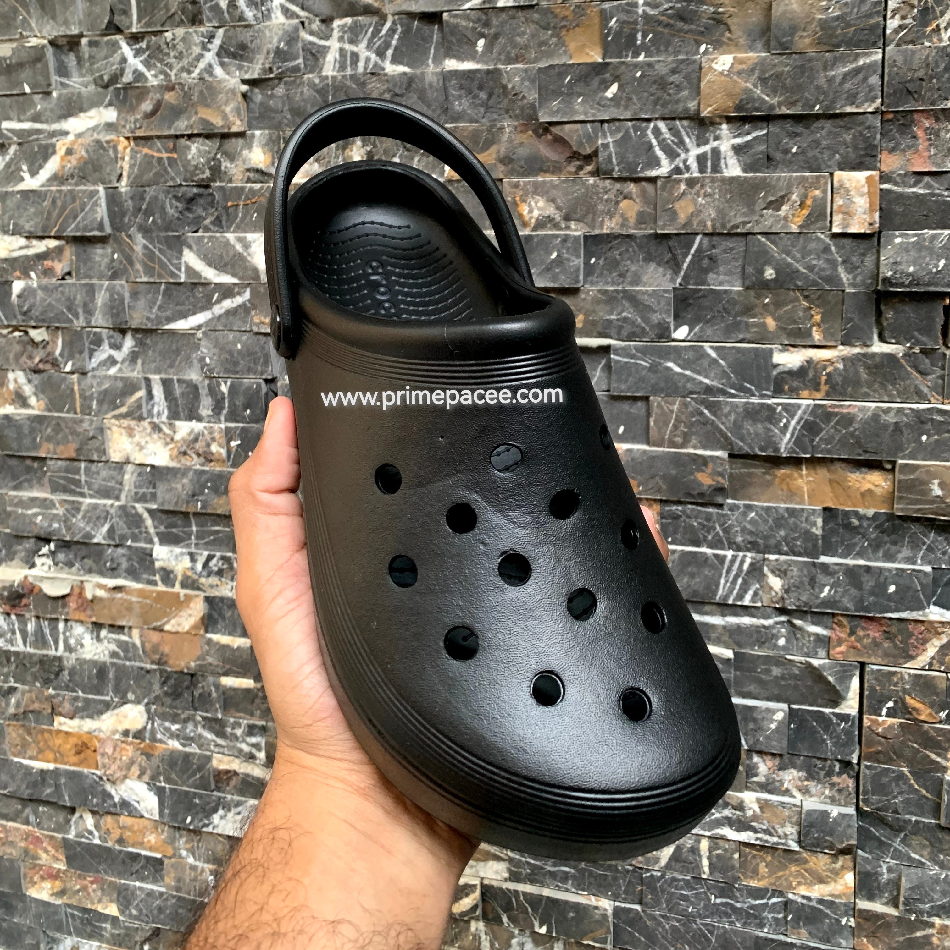 Plain black crocs shop