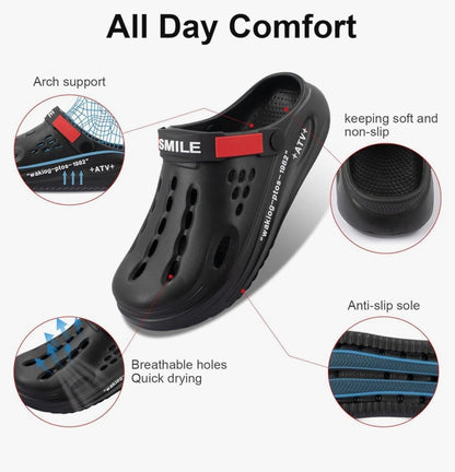 Mens Comfort Clogs | Cushioned Slip-on Walking Sandals | Versatile for Outdoor, Beach & Garden Use