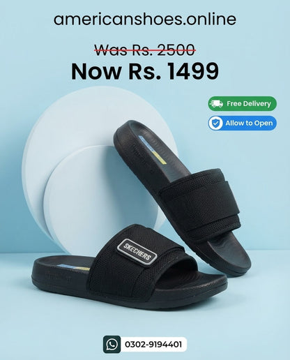 BLACK Hyperbrust Skechers Slides for Mens