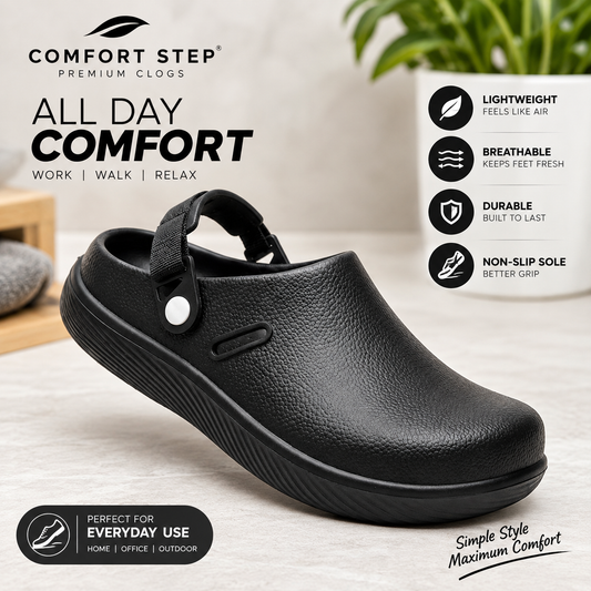 Men’s Lightweight Comfort Clogs – Soft Cushioned Slip-On Shoes with Adjustable Strap