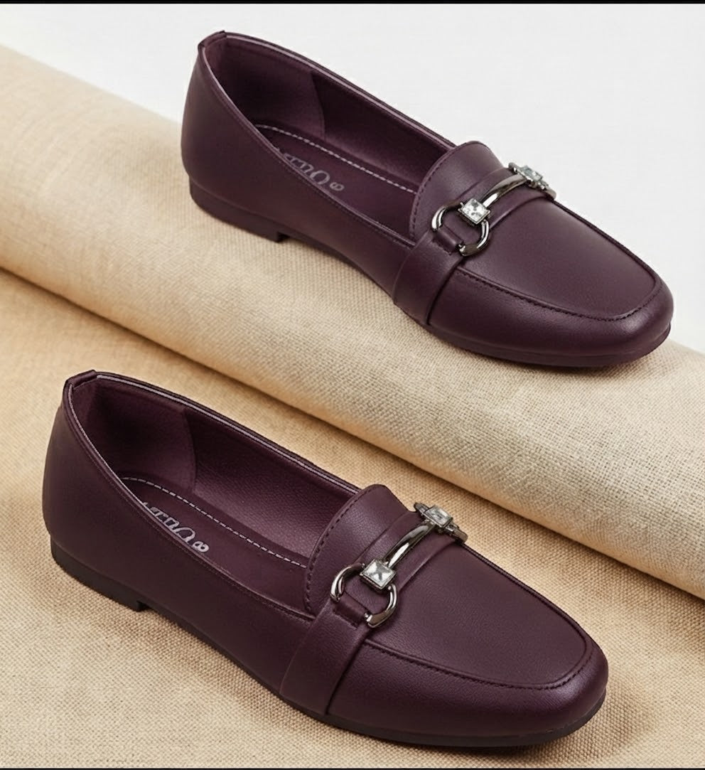 Chic Dark Closed-Toe Flat Loafers Shoes for Women